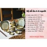  Bộ bát đĩa, bộ bàn ăn gia đình men hỏa biến màu ngọc trai, dành cho 4-6 người - Gốm sứ Bát Tràng - Làng Gốmv 
