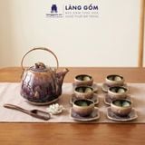  Bộ Ấm Chén Men Hỏa Biến Màu Cẩm Lai Gốm Bát Tràng 