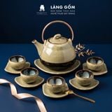  Bộ Ấm Chén Men Hỏa Biến Hoàng Thổ Bát Tràng Cao Cấp 