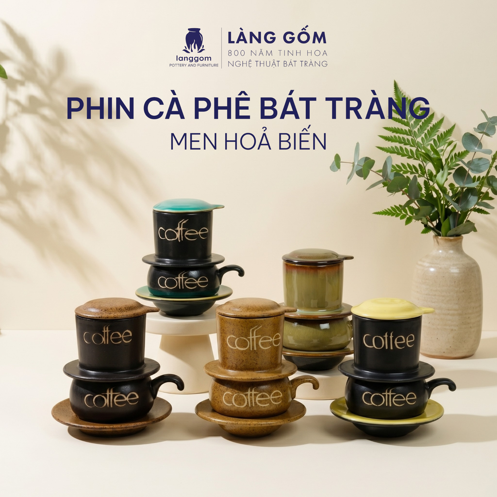  Bộ phin pha cà phê men hỏa biến kèm cốc quai móc 