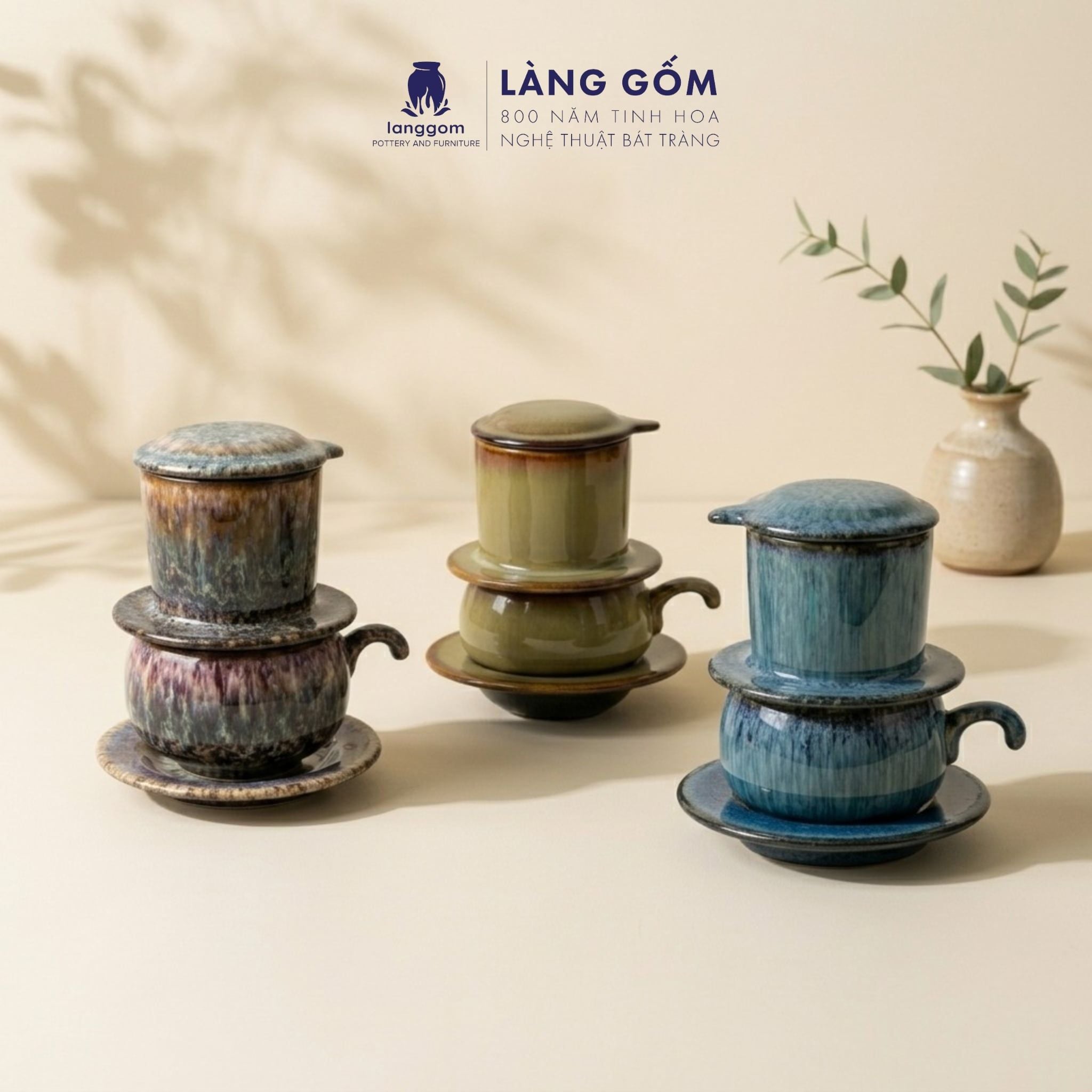  Bộ phin pha cà phê men hỏa biến kèm cốc quai móc 