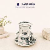  Phin Pha Cà Phê Gốm Sứ Bát Tràng Vẽ Tay Thủ Công - Họa Tiết Sen Chuồn Cá - Quà Tặng Cao Cấp 