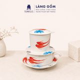  Phin Pha Cà Phê Gốm Sứ Bát Tràng Vẽ Tay Thủ Công - Họa Tiết Sen Chuồn Cá - Quà Tặng Cao Cấp 