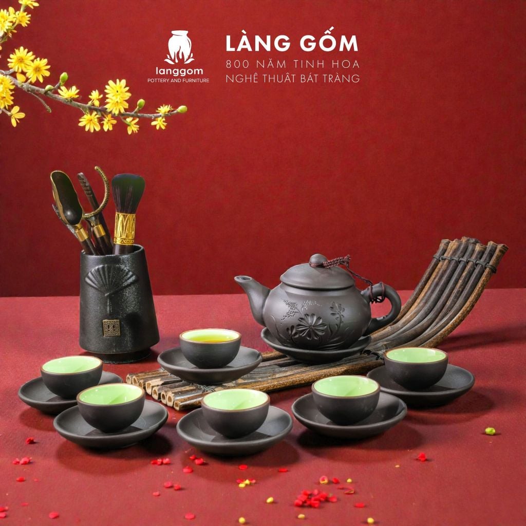  [ƯU ĐÃI TẾT 2026] Bộ ấm chén đất nung 14 món (TH) 