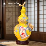  Bình Hồ Lô Tích Lộc Phong Thủy - Đắp Nổi Thuận Buồm, Tài Lộc Dát Vàng 18K - Quà Tặng Gốm Sứ Bát Tràng Cao Cấp 