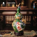  Bình Hồ Lô Tích Lộc Phong Thủy - Đắp Nổi Thuận Buồm, Tài Lộc Dát Vàng 18K - Quà Tặng Gốm Sứ Bát Tràng Cao Cấp 