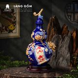  Bình Hồ Lô Tích Lộc Phong Thủy - Đắp Nổi Thuận Buồm, Tài Lộc Dát Vàng 18K - Quà Tặng Gốm Sứ Bát Tràng Cao Cấp 