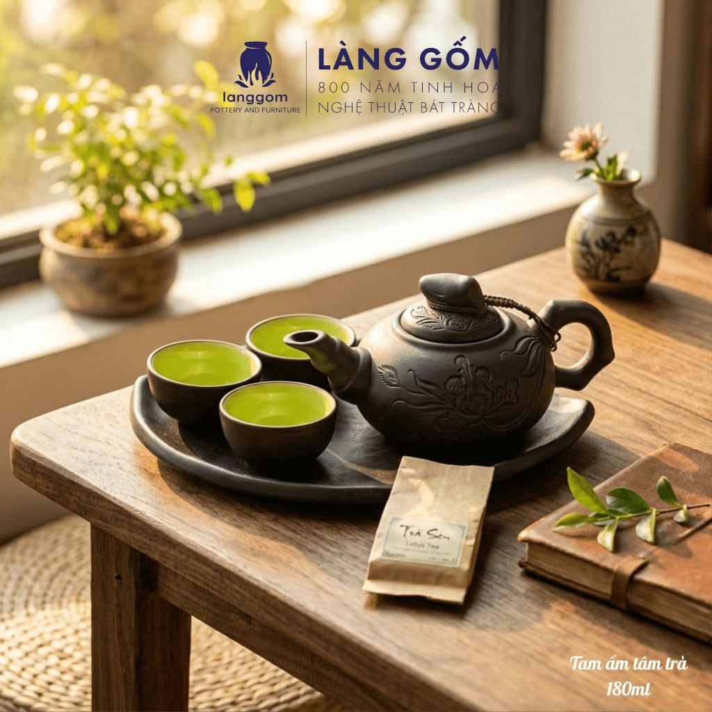  Bộ Ấm Chén Đất Nung Bát Tràng Kèm Khay - Set Độc Ẩm Nhỏ Gọn Đơn Giản Thưởng Trà Cao Cấp 