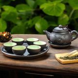  Bộ ấm chén đất nung Bát Tràng cao cấp kèm khay, nhiều dung tích - Bộ ấm trà gốm mộc làm quà tặng sang trọng 