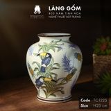  Bình hoa men màu họa tiết vẽ chim tu căng và hoa 