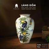  Bình hoa men màu họa tiết vẽ chim tu căng và hoa 