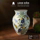  Bình hoa men màu họa tiết vẽ chim tu căng và hoa 