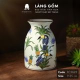  Bình hoa men màu họa tiết vẽ chim tu căng và hoa 