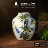  Bình hoa men màu họa tiết vẽ chim tu căng và hoa 