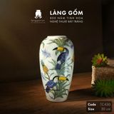  Bình hoa men màu họa tiết vẽ chim tu căng và hoa 