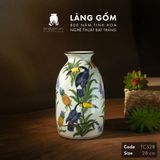  Bình hoa men màu họa tiết vẽ chim tu căng và hoa 