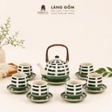  Bộ Ấm Trà Quai Mây Gốm Sứ Bát Tràng Họa Tiết Vẽ Tay Thủ Công 