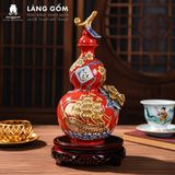  Bình Hồ Lô Tích Lộc Phong Thủy - Đắp Nổi Thuận Buồm, Tài Lộc Dát Vàng 18K - Quà Tặng Gốm Sứ Bát Tràng Cao Cấp 