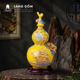  Bình Hồ Lô Tích Lộc Phong Thủy - Đắp Nổi Thuận Buồm, Tài Lộc Dát Vàng 18K - Quà Tặng Gốm Sứ Bát Tràng Cao Cấp 