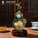  Bình Hồ Lô Tích Lộc Phong Thủy - Đắp Nổi Thuận Buồm, Tài Lộc Dát Vàng 18K - Quà Tặng Gốm Sứ Bát Tràng Cao Cấp 