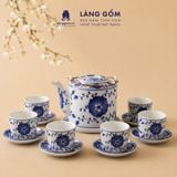  Bộ ấm tích Bát Tràng men lam bách hoa thủ công cao cấp, quà tặng bộ ấm chén sang trọng - Gốm sứ Bát Tràng - Làng Gốm 