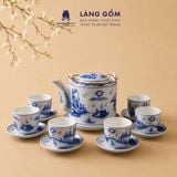  Bộ ấm tích Bát Tràng men lam bách hoa thủ công cao cấp, quà tặng bộ ấm chén sang trọng - Gốm sứ Bát Tràng - Làng Gốm 