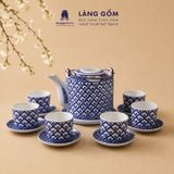  Bộ ấm tích Bát Tràng men lam bách hoa thủ công cao cấp, quà tặng bộ ấm chén sang trọng - Gốm sứ Bát Tràng - Làng Gốm 