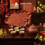  Bộ ấm chén đất nung Bát Tràng cao cấp kèm khay, nhiều dung tích - Bộ ấm trà gốm mộc làm quà tặng sang trọng 
