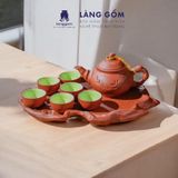  Bộ ấm chén đất nung Bát Tràng cao cấp kèm khay, nhiều dung tích - Bộ ấm trà gốm mộc làm quà tặng sang trọng 