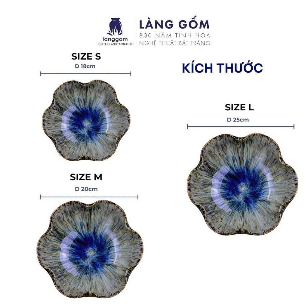  Bát minh đường tụ thủy, bát thả hoa cúng Phật, men hỏa biến phong thủy cao cấp 