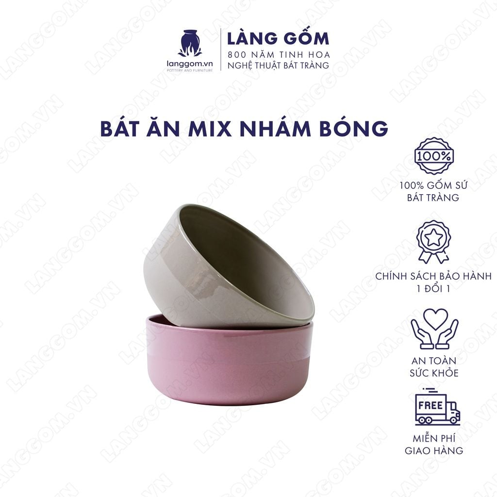  Bát tô ăn cơm mix nhám bóng giữ nhiệt 