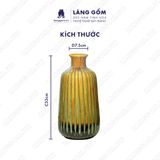 Bình hoa men hỏa biến dáng lá dứa màu hổ phách xanh 