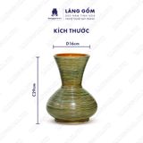  Bình hoa men hỏa biến dáng tỏi dẹt màu mộc khô 