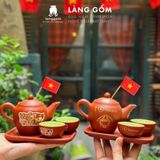  Bộ ấm chén đất nung vẽ sao vàng Việt Nam 