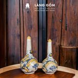  Nậm rượu thờ cúng 1 bầu men rạn đắp nổi 