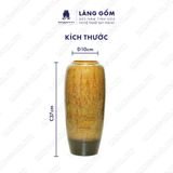  Bình hoa men hỏa biến dáng ống dù màu hổ phách nâu 