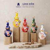  Bình Hồ Lô Tích Lộc Phong Thủy - Đắp Nổi Thuận Buồm, Tài Lộc Dát Vàng 18K - Quà Tặng Gốm Sứ Bát Tràng Cao Cấp 