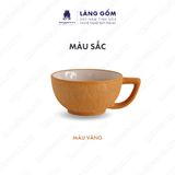  Bát ăn cơm gốm sứ xước màu vàng kiểu gại, có quai, giữ nhiệt 