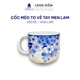  Cốc sứ cao cấp họa tiết vẽ tay thủ công, men lam - dung tích 300 ml - 420 ml 