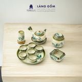  Bộ ấm chén vẽ tay quai chuôi vẽ tay nhiều họa tiết kèm khay tròn 