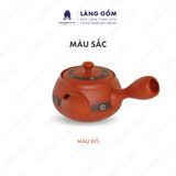  Ấm trà đất nung vẽ hoa ban quai chuôi màu đỏ họa tiết ganh 