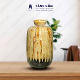  Bình hoa men hỏa biến dáng đèn lồng màu hổ phách nâu 
