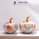  Hũ mứt sứ họa tiết vẽ tay thủ công dáng Quả Bí 