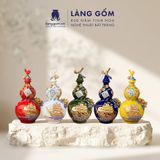  Bình Hồ Lô Tích Lộc Phong Thủy - Đắp Nổi Thuận Buồm, Tài Lộc Dát Vàng 18K - Quà Tặng Gốm Sứ Bát Tràng Cao Cấp 