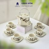  Bộ ấm chén vẽ tay dáng vuông nhiều họa tiết 