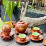  Bộ ấm chén đất nung vẽ sao vàng Việt Nam 