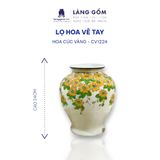  Bình hoa men màu vẽ tay họa tiết hoa cúc vàng 
