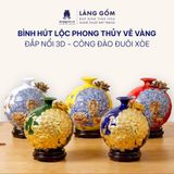 Bình Hút Lộc Công Đào Đuôi Xòe Đắp Nổi Gốm Sứ Bát Tràng – Bình Tụ Lộc Phong Thủy Quà Tặng Cao Cấp 