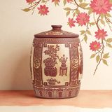  Hũ đựng gạo Bát Tràng khắc nổi Trường Xuân Phú Quý 