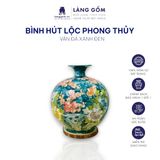  Bình hút lộc vân đá xanh đen, vẽ tay 3D thủ công hoạ tiết Chim công và hoa đào 